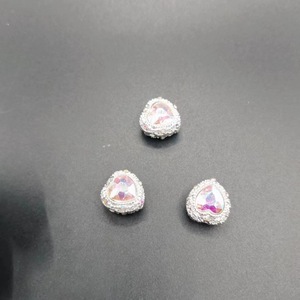 Electroplated Colored Crystal Alloy Heart <b>Beads</b> With Straight Holes For Jewelry Making DIY Keychain Necklace Small - Product Image 2