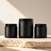 Vente en gros de pots en verre noir mat personnalisables de 2 oz, 4 oz, 8 oz avec couvercle noir pour cosmétiques
