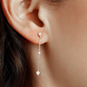 CANNER Nouvelles Boucles d'Oreilles Bijoux en Argent Sterling S925, Perles Longues à Pendentif, Chaîne, Boucles d'Oreilles Pendantes Minimalistes, Clous d'Oreilles Perles pour Femmes - Product Image 5
