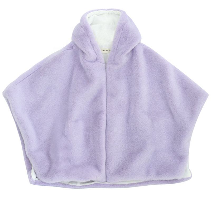 Girls Hooded Winter Faux Fur Cloak Coat Cute Pink Kids Outerwear
