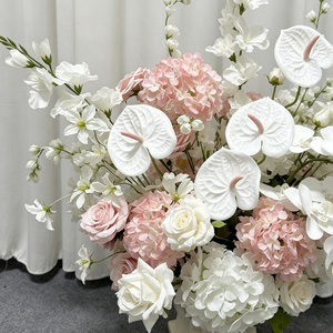 ช่อดอกไม้ประดิษฐ์สีขาวชมพูคุณภาพพรีเมียมสำหรับตกแต่งโต๊ะในพิธีแต่งงาน - Product Image 3