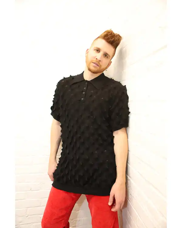 manufacturer custom wool Spiky knitted Polo Sweater shirt