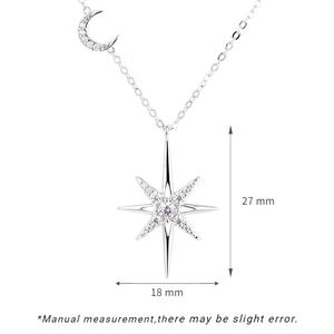 Collar de Lujo para Mujer con Colgante de Estrella del Norte y Destello de Diamante de Moissanita en Plata de Ley 925 Bañado en Rodio - Product Image 6