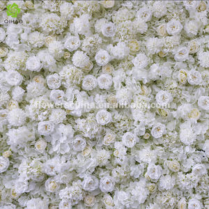 Decoración de Pared de Flores Artificiales Personalizada para Eventos en Centros Comerciales, 8 pies x 8 pies, Globos Blancos, Crisantemos, Hortensias, Rosas - Product Image 3