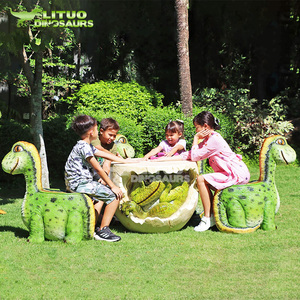 Table <span class=keywords><strong>en</strong></span> résine et fibre de verre <span class=keywords><strong>en</strong></span> forme d'œuf de dinosaure avec chaises pour parc - Product Image 2