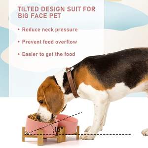 ผู้ผลิตขายส่ง ชามอาหารสัตว์เลี้ยงแบบเซรามิกหลายสีพร้อมกรอบไม้ - Product Image 6