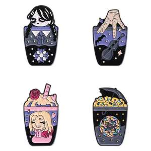 Halloween Emaille Reversspeld Voor Meisjes Vrouwen Schattige Metalen Badges Geïnspireerd Door Melk Thee Bubble Thee Cup Voor Kerst Jurk Of Cadeau - Product Image 6