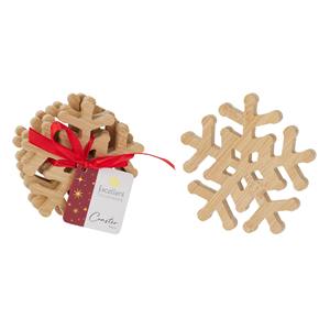 Juego de 4 posavasos de bambú con forma de copo de nieve - Product Image 1