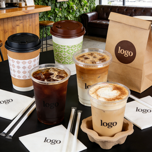 Gobelet en plastique PET transparent jetable pour café, latte, thé à bulles, avec couvercle, logo personnalisé, 12 oz, 14 oz, 16 oz, pour emporter - Product Image 2
