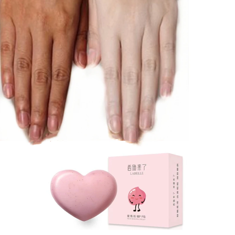 Оптовая продажа, натуральный уход за кожей, Отбеливающее отшелушивающее увлажняющее осветляющее Персиковое мыло для лица и тела в форме сердца