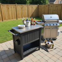 Chariot Glacière Isotherme Premium 80L avec Panneau en Acier Inoxydable, Esthétique Ferme, Design Portable à Roulettes