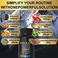 Capsules de Shilajit Naturel Végétalien OEM ODM de Qualité Alimentaire, Supplément Alimentaire Pur à Base de Résine Sauvage de l'Himalaya, Marque Privée