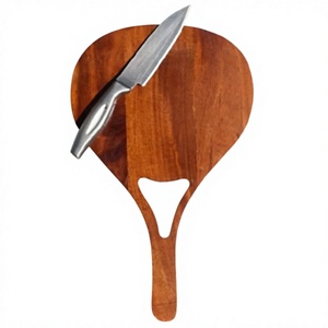 Tabla de cortar de madera de forma redonda con mango para fruta/verdura/PAN/queso/tabla de cortar Pizza - Product Image 1