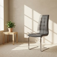 Chaises de salle à manger imperméables de style simple en forme de Z avec pieds en métal et revêtement en PU pour la maison, le bureau, l'hôtel, la villa