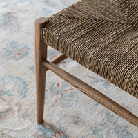 Chaise de bar en bois massif de style médiéval français, avec un design créatif en osier tressé, chaise de salle à manger silencieuse et élégante