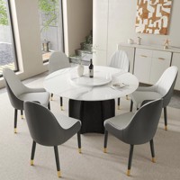 Ensemble de table à manger ronde pivotante de style scandinave moderne Voxhome, pieds en bois de chêne, table à manger pour la maison, le bureau, l'hôtel