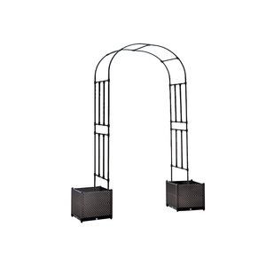 Arche de treillis en fer pour plantes avec jardinières rectangulaires, facilement assemblable pour une utilisation en extérieur dans le jardin - Product Image 1