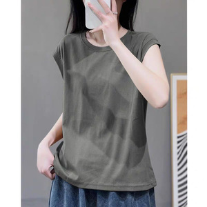 Women's Solid Color Round Neck Short Sleeve T-Shirt Loose Fit Breathable Jersey Top Summer Casual Wear Green Khaki White Black - Product Image 5