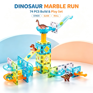 Parcours de billes magnétique Dinosaure Paradise, blocs de construction, jouet créatif et éducatif, piste de 5,5 cm, 74 pièces pour enfants - Product Image 1