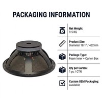 Haut-parleur audio professionnel large bande de 18 pouces, 250 W, haute puissance, pour système de sonorisation KTV, conférences et musique d'ambiance
