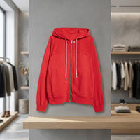 Sweat-shirt à capuche noir zippé en coton French Terry, veste décontractée unisexe pour l'automne