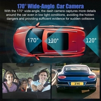 Cámara para Coche de 3 Lentes Full HD 1080P, DVR de 3 Canales con Pantalla LCD, Caja Negra, Grabadora de Video para Vehículos