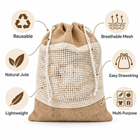 Trousse de Toilette en Coton et Jute avec Cordon de Serrage, Pochette de Voyage Respirante pour la Salle de Sport, la Salle de Bain et les Voyages d'Affaires