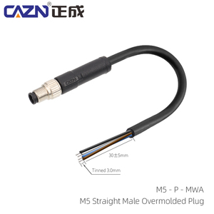 直角M5连接器插头电缆防水公母3针4针无护套电缆1/2/5米聚氯乙烯PUR覆盖插头 - Product Image 1