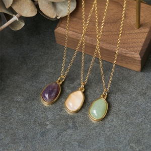 Collar de Cadena de Acero Inoxidable con Forma Irregular, Chapado en Oro, con Colgante de Piedra Natural, Joyería para Mujer - Product Image 6