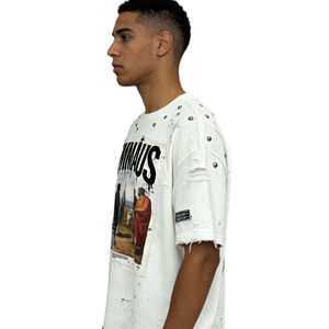 T-shirt court coupe boxy homme 150 GSM, délavage vieilli, impression DTG, motif personnalisé - Product Image 2