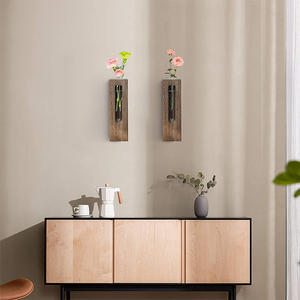 กระถางปลูกต้นไม้แก้วแบบแขวนผนังแนวเรโทร,แจกันหน่อดอกไม้ท่อทดสอบไม้เนื้อแข็งแจกันปลูกต้นไม้ในขวดแก้วตั้งโต๊ะ - Product Image 4