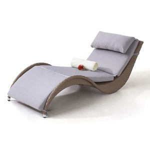 Al aire libre muebles de salón de forma curva de ratán de jardín <span class=keywords><strong>tumbona</strong></span> cama de playa - Product Image 4