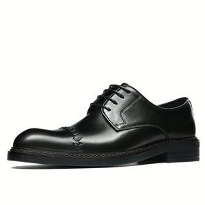 Zapatos de Hombre de Alta Gama, Formales, Transpirables, Modernos, con Cordones, de Piel Auténtica, Estilo Británico - Product Image 6