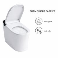 WC intelligent en céramique certifié CE avec siège chauffant, fonction lavage féminin, chauffage instantané, allongé, télécommande, chasse d'eau S-Trap/P-Trap
