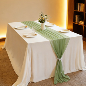Cross-border beauty gauze <b>table</b> <b>runner</b>, Bali gauze drape, outdoor wedding tablecloth, wedding party chiffon crepe tablecloth - Product Image 1