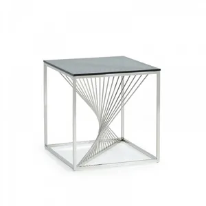 High Class Fashion Modern Simple Masonry Glass Top Living Room Square Coffee Table Furniture Metal Wholesale