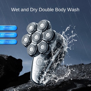 Voor IPX7 waterdichte lichaamsscheerapparaat kale mannen natte en droge baardtrimmachine USB oplaadbaar elektrisch scheerapparaat 7 mesjes - Product Image 3