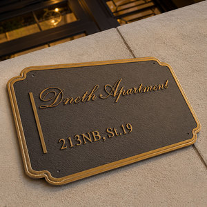 Plaque murale personnalisée <span class=keywords><strong>en</strong></span> laiton et bronze pour extérieur, avec lettrage <span class=keywords><strong>en</strong></span> relief 3D, logo gravé, texte, plaque d'adresse, plaque nominative - Product Image 4