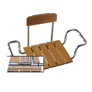 Siège de bain Larch avec cadre chromé et dossier, longueur 36 cm, largeur 40 cm, équipement de sécurité pour salle de bain - Product Image 1
