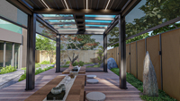 Pergola bioclimatique motorisée moderne en verre trempé plat et aluminium pour cour extérieure, abris de stationnement, carport