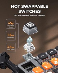 <span class=keywords><strong>Teclado</strong></span> mecánico inalámbrico GravaStar Mercury K1 Pro para juegos, <span class=keywords><strong>teclado</strong></span> personalizado RGB <span class=keywords><strong>de</strong></span> diseño 75%, marco negro mate <span class=keywords><strong>de</strong></span> aleación <span class=keywords><strong>de</strong></span> aluminio - Product Image 6