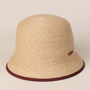 2025 Summer Women Fashion Raffia Straw Bucket Hat Simple Outdoor Travel Beach Sun Hat PU <b>Patch</b> Logo Sunscreen Fishermen Hat - Product Image 1