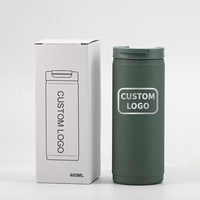Mug de voyage écologique portable avec logo personnalisé, anti-fuite, 400 ml, double paroi en acier inoxydable, mug de voyage isotherme pour café
