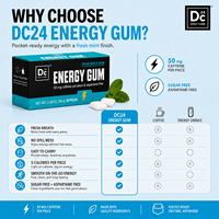 Chewing-gum énergétique pour la concentration au bureau et les études nocturnes, sans sucre, 50 mg de caféine pure, OEM