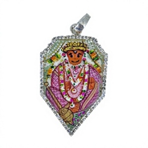Custom BrassShrinathji Pichwai Miniature <b>Painting</b> Shield Shape CZ Diamond Halo Pendant for Men Women - Product Image 1