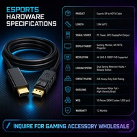 Câble adaptateur Esports 4K vers HDTV de 1,8 m avec loquet de rétention mécanique et blindage en feuille et tresse pour PC de jeu, GPU, moniteur incurvé