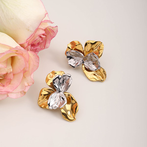 Boucles d'oreilles pendantes en acier inoxydable, couleur or et argent, design géométrique, pour bijoux de mode - Product Image 3