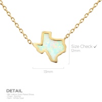 Vente d'usine 925 Sterling Silver Plaqué Or Carte Texas Dainty Opal Pendentif Collier