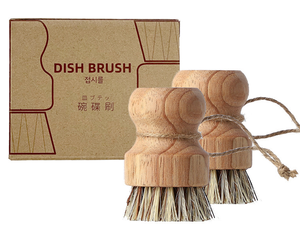 Cepillo de madera para lavar platos de cocina, juego de <span class=keywords><strong>2</strong></span> cepillos de limpieza ecológicos de bambú con mango de madera, cepillo para verduras - Product Image 1