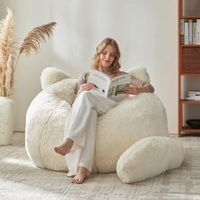 Ensemble fauteuil pouf et ottoman surdimensionné en fausse fourrure douce et moelleuse pour salon et chambre